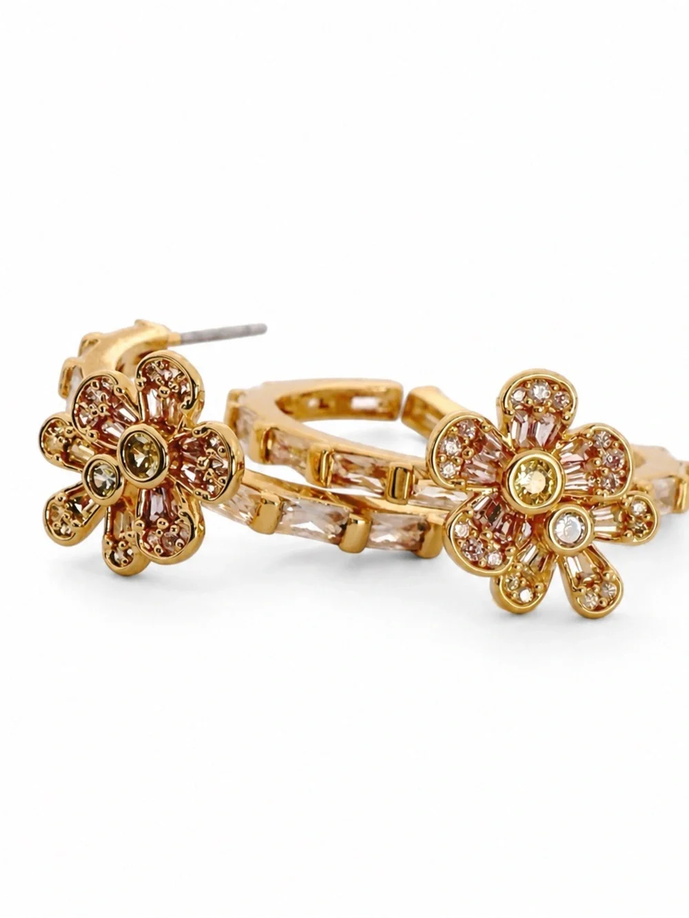 Kate Spade Fleurette Hoops in gold.